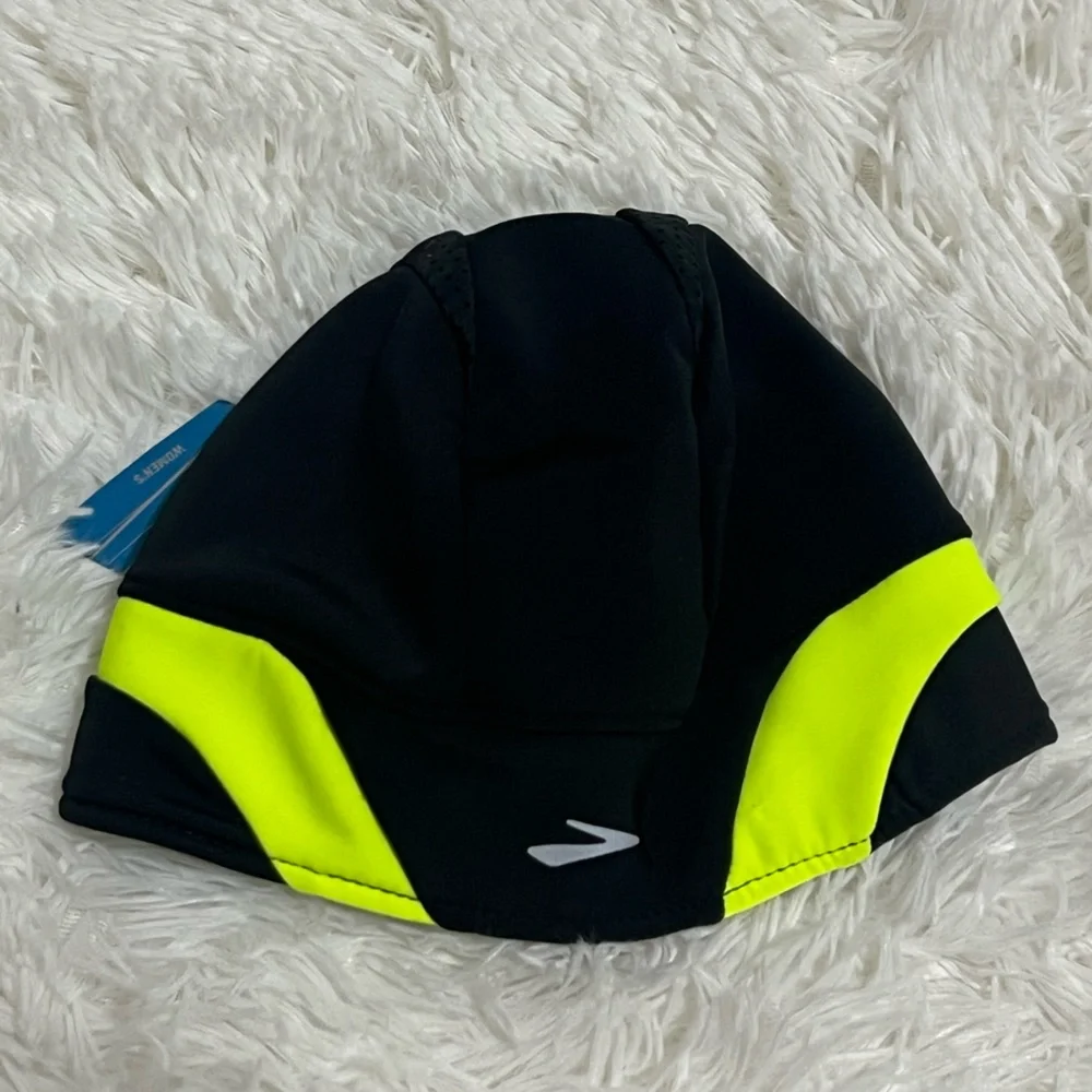 Brooks Women’s Vapor Dry 2 Racer Running Cap Hat Black Neon Yellow L/XL NWT